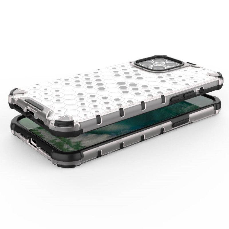 Hoesje iPhone 12 Pro Max Grijs Wit Honingraatstijl