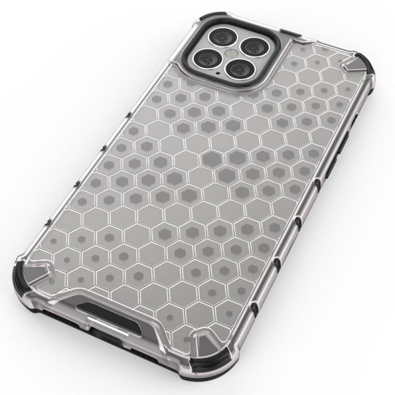 Hoesje iPhone 12 Pro Max Grijs Wit Honingraatstijl