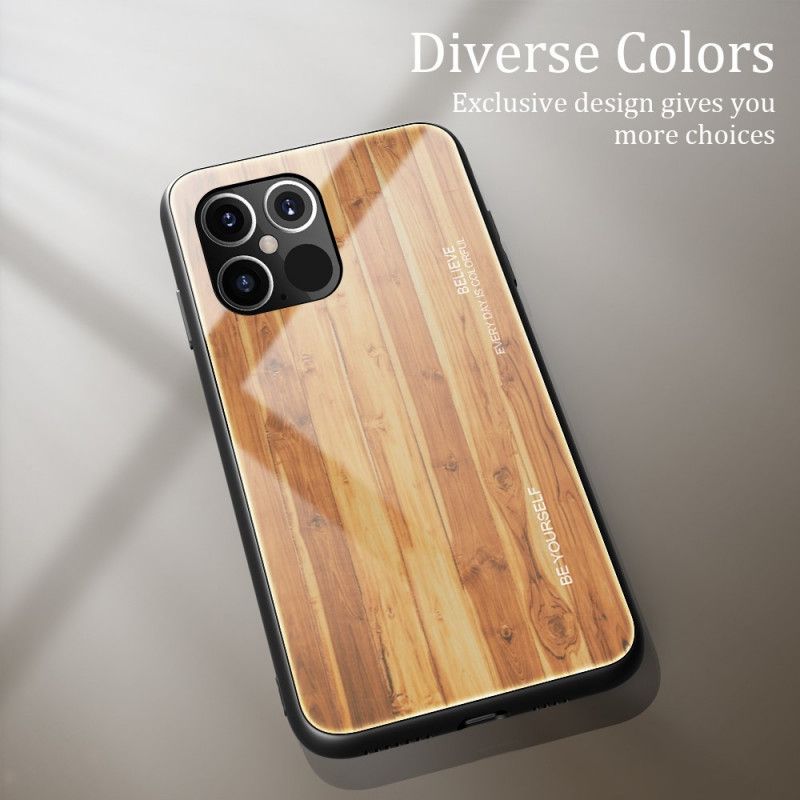 Hoesje iPhone 12 Pro Max Grijs Zwart Designglas Van Gehard Hout