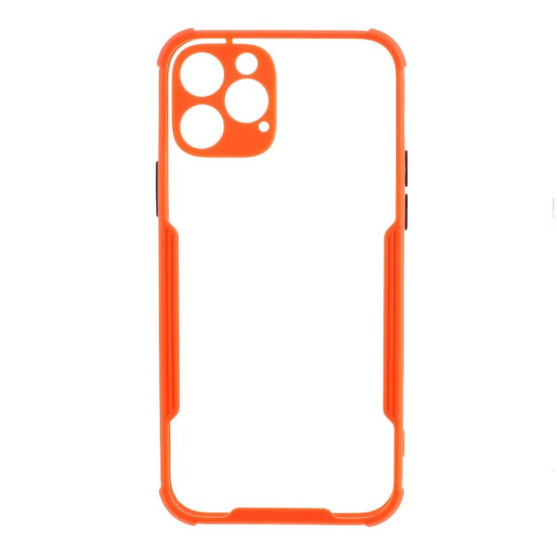 Hoesje iPhone 12 Pro Max Oranje Zwart Hybride Met Gekleurde Randen