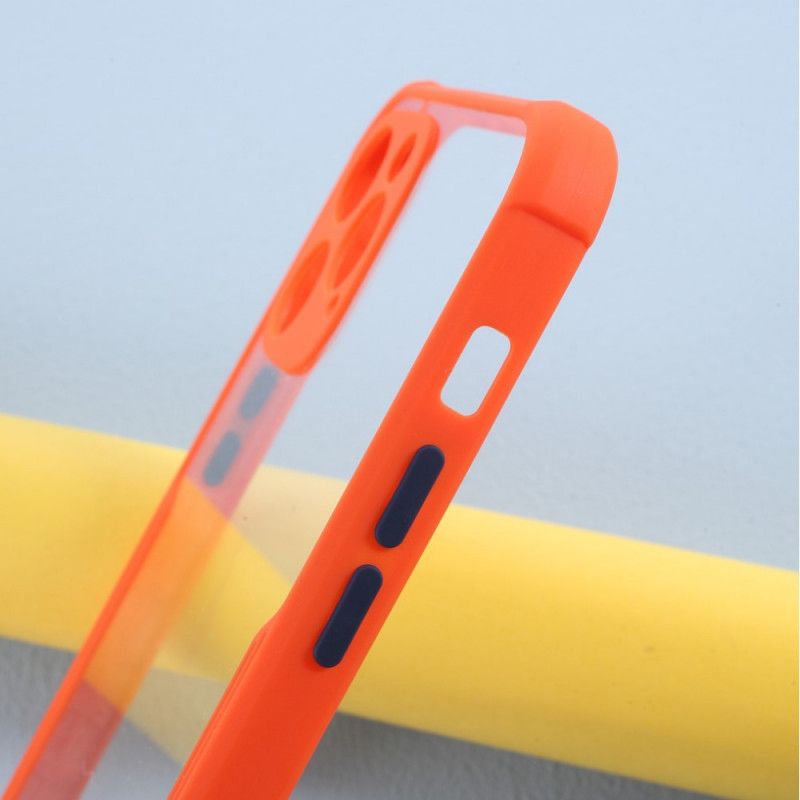 Hoesje iPhone 12 Pro Max Oranje Zwart Hybride Met Gekleurde Randen