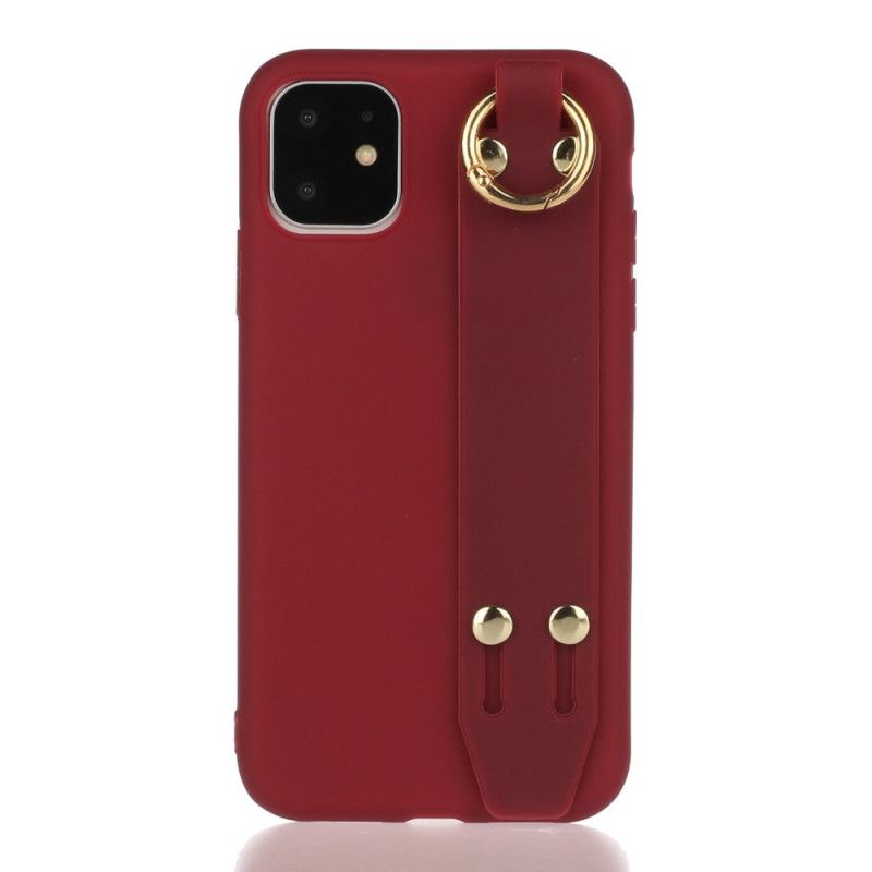 Hoesje iPhone 12 Pro Max Rood Grijs Siliconen Met Steunband