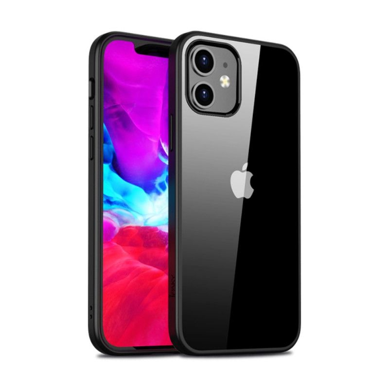 Hoesje iPhone 12 Pro Max Rood Zwart Transparante Hybride Ipaky