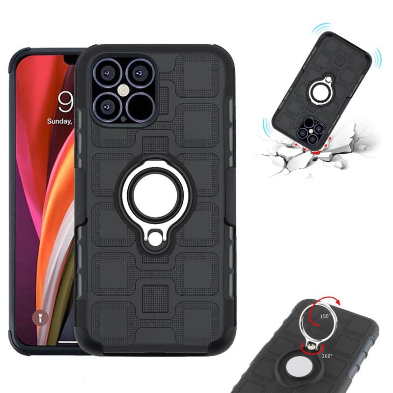 Hoesje voor iPhone 12 Pro Max Grijs Zwart Supersterk Met Steunring