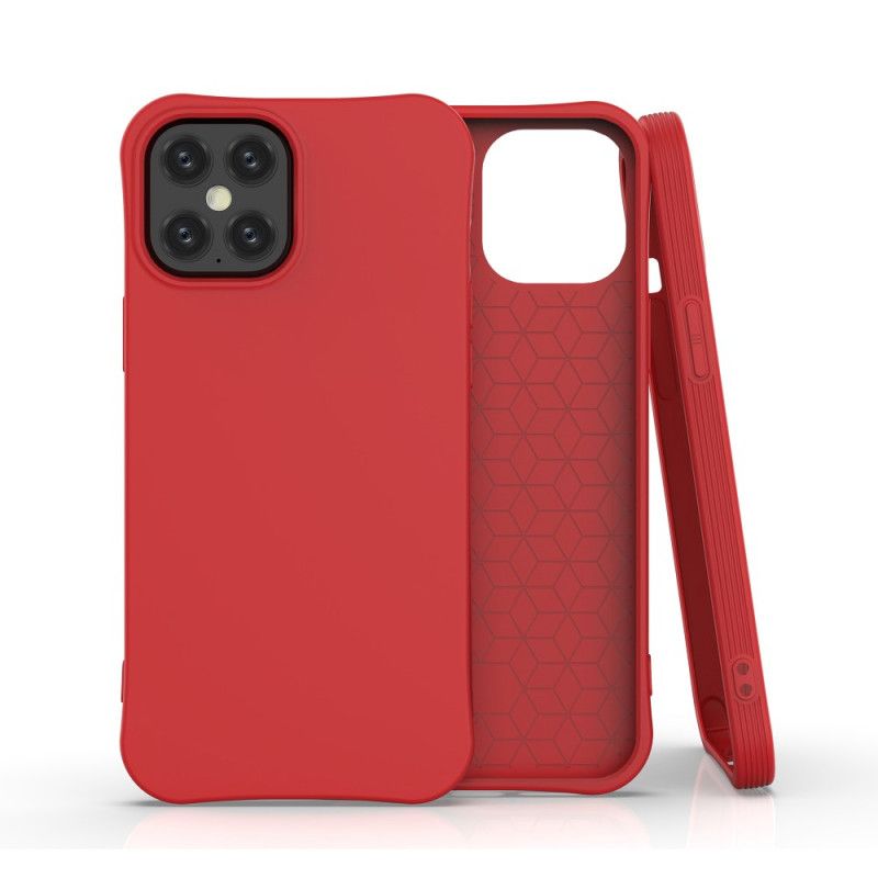 Hoesje voor iPhone 12 Pro Max Rood Zwart Flexibele Mat Siliconen