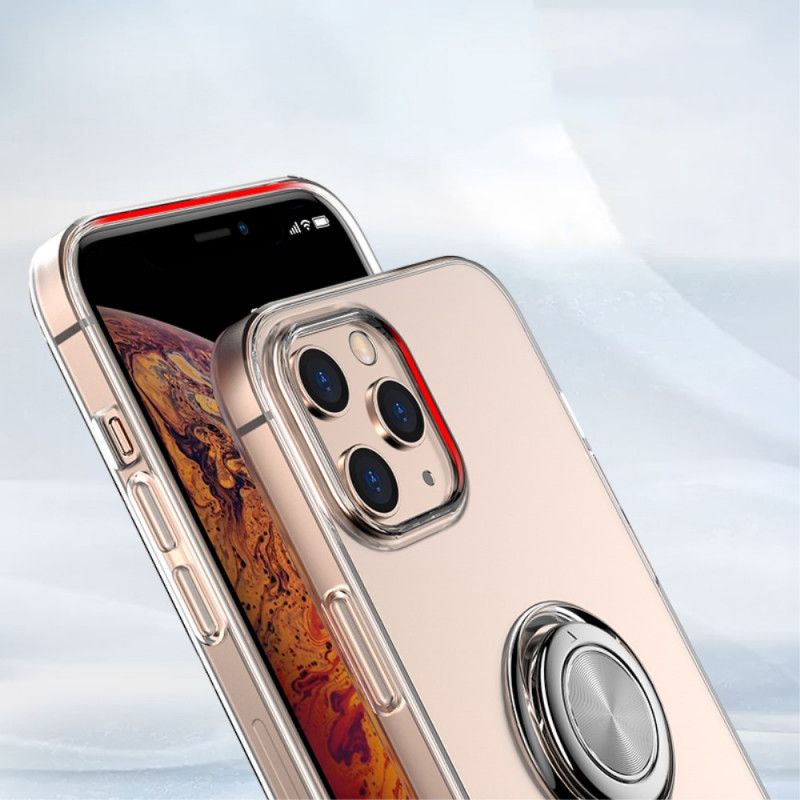 Hoesje voor iPhone 12 Pro Max Rood Zwart Transparant Met Draagring