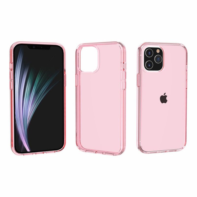 Hoesje voor iPhone 12 Pro Max Roze Grijs Transparant Gekleurd