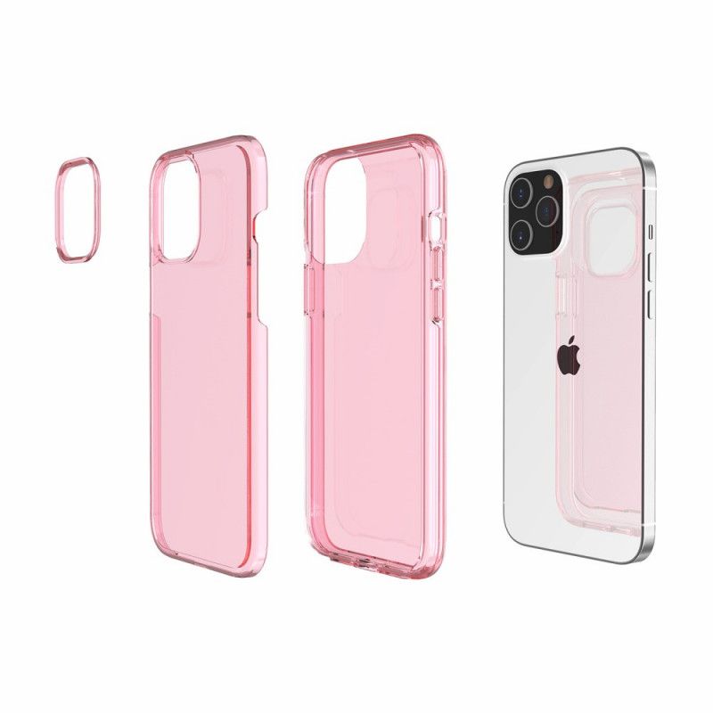 Hoesje voor iPhone 12 Pro Max Roze Grijs Transparant Gekleurd