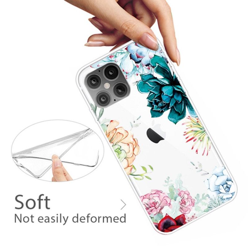 Hoesje voor iPhone 12 Pro Max Transparante Aquarelbloemen