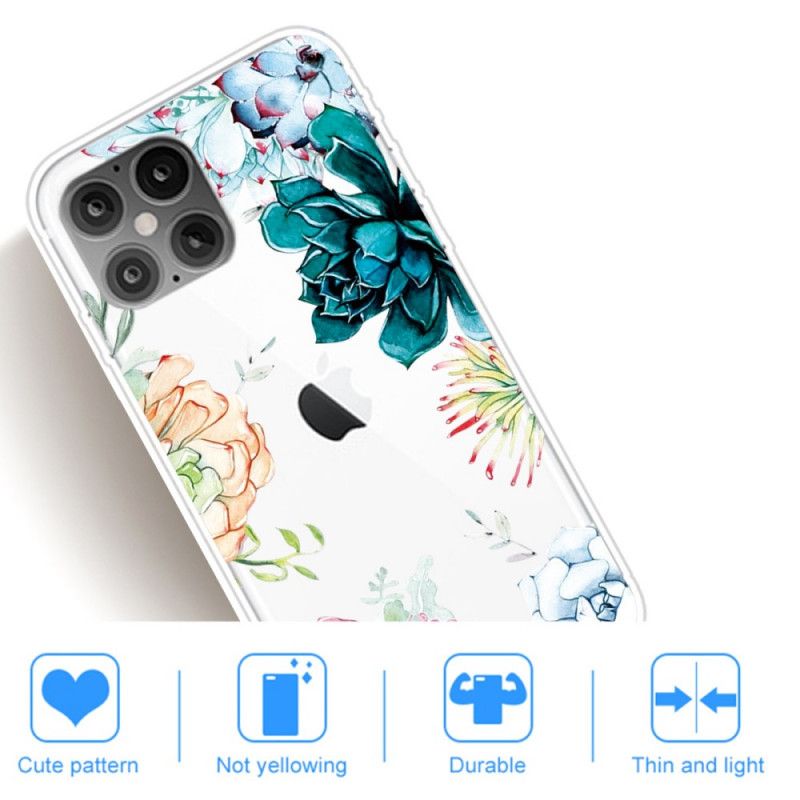 Hoesje voor iPhone 12 Pro Max Transparante Aquarelbloemen