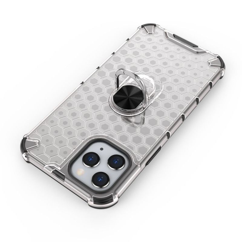 Hoesje voor iPhone 12 Pro Max Wit Zwart Honingraatstijl Met Ring