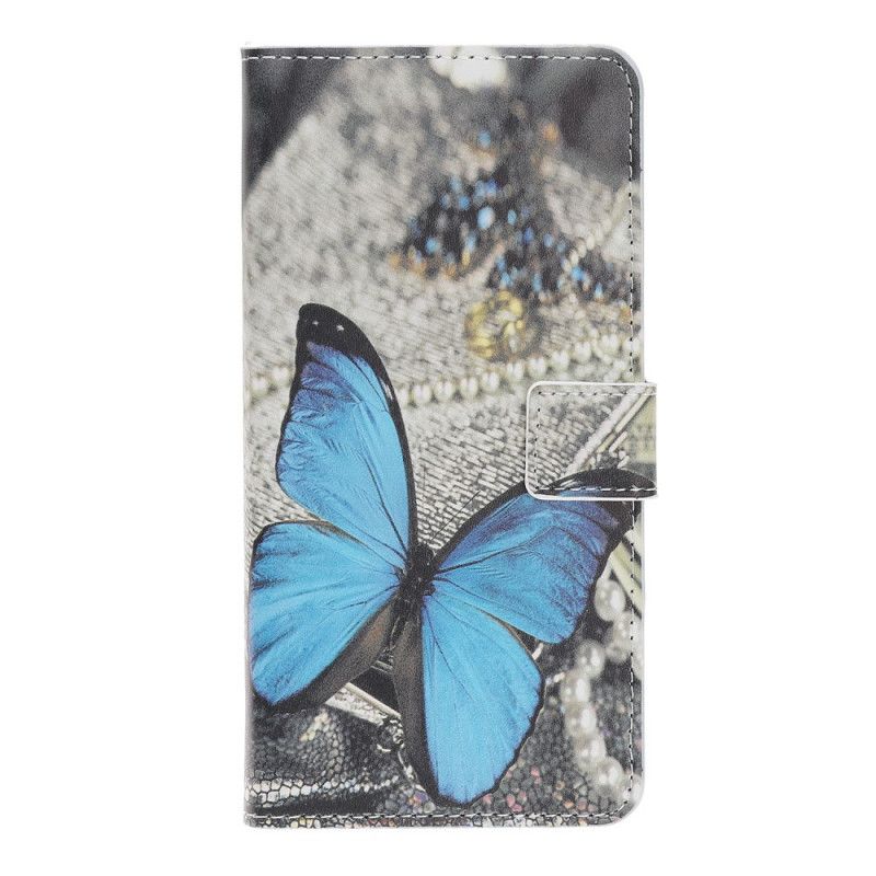 Leren Hoesje iPhone 12 Pro Max Blauwe Vlinder