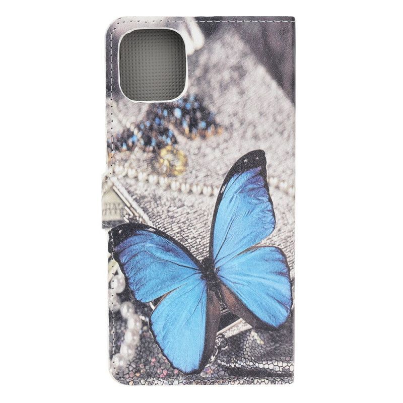 Leren Hoesje iPhone 12 Pro Max Blauwe Vlinder