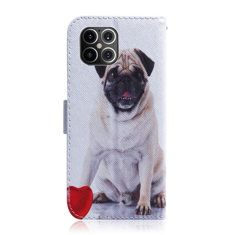 Leren Hoesje iPhone 12 Pro Max Mopshond