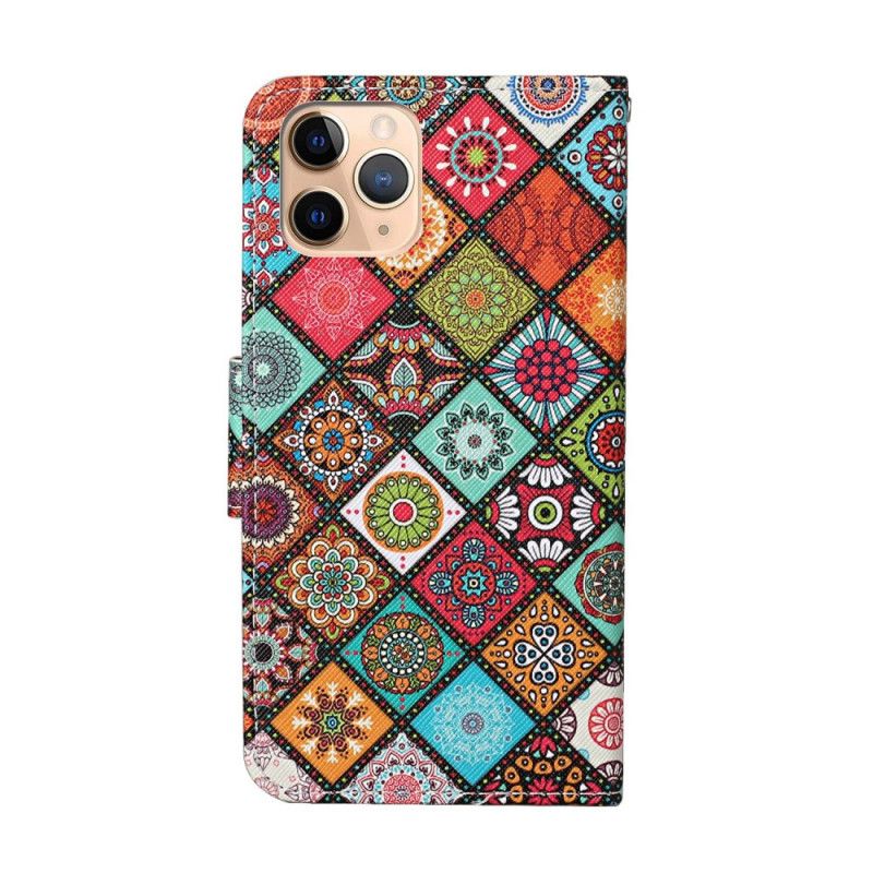 Leren Hoesje iPhone 12 Pro Max Patchwork Mandala'S Met String