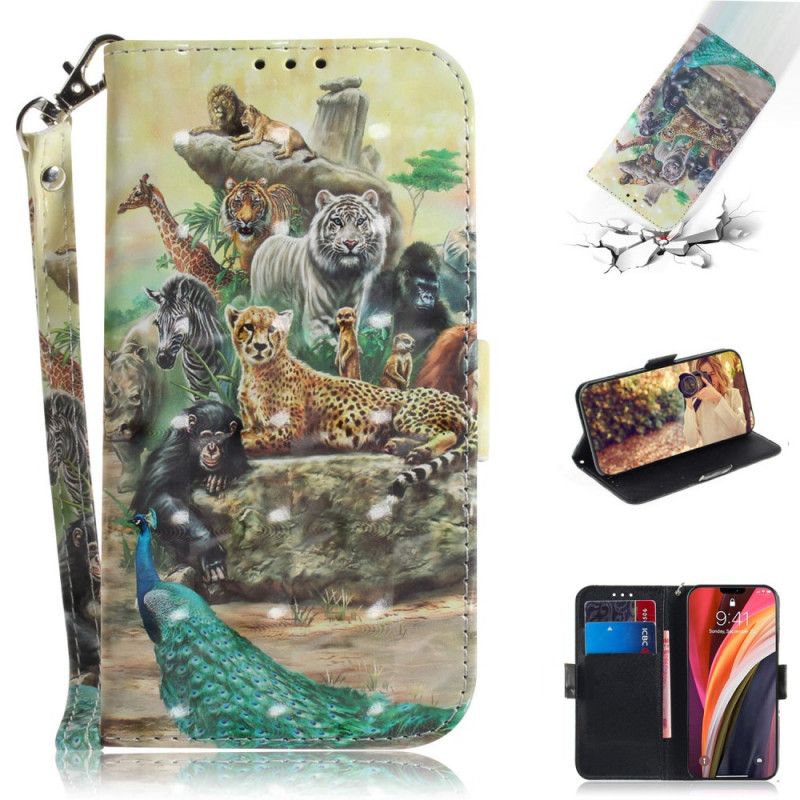 Leren Hoesje iPhone 12 Pro Max String Safari Dieren