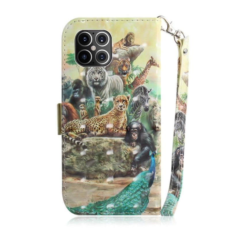 Leren Hoesje iPhone 12 Pro Max String Safari Dieren