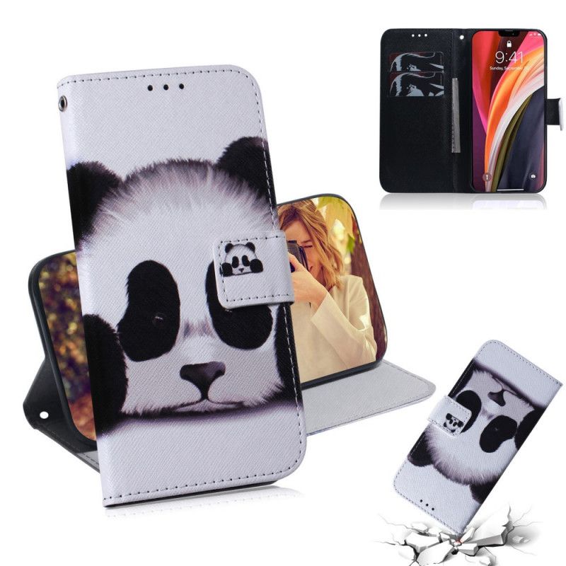 Leren Hoesje iPhone 12 Pro Max Telefoonhoesje Pandagezicht