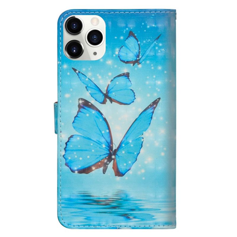 Leren Hoesje iPhone 12 Pro Max Vliegende Blauwe Vlinders