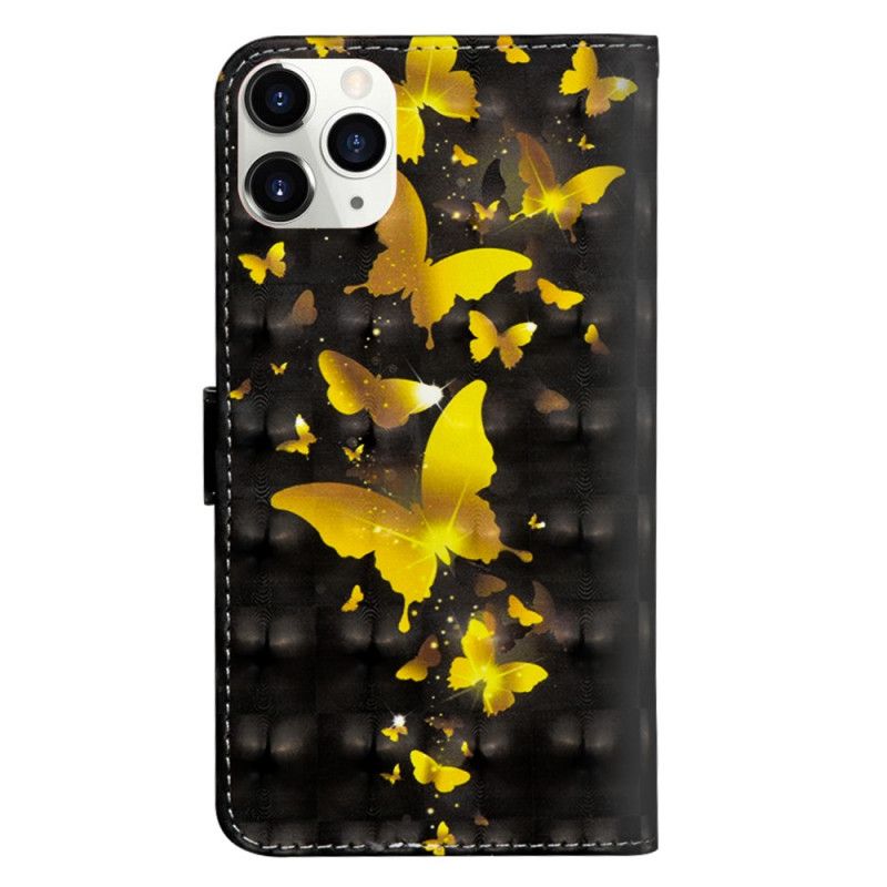 Leren Hoesje voor iPhone 12 Pro Max Gele Vlinders