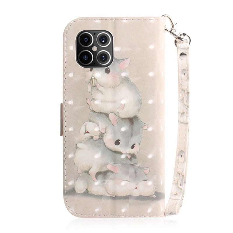 Leren Hoesje voor iPhone 12 Pro Max Hamsters Met String