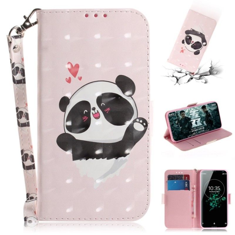 Leren Hoesje voor Sony Xperia XZ3 Panda Love Met String