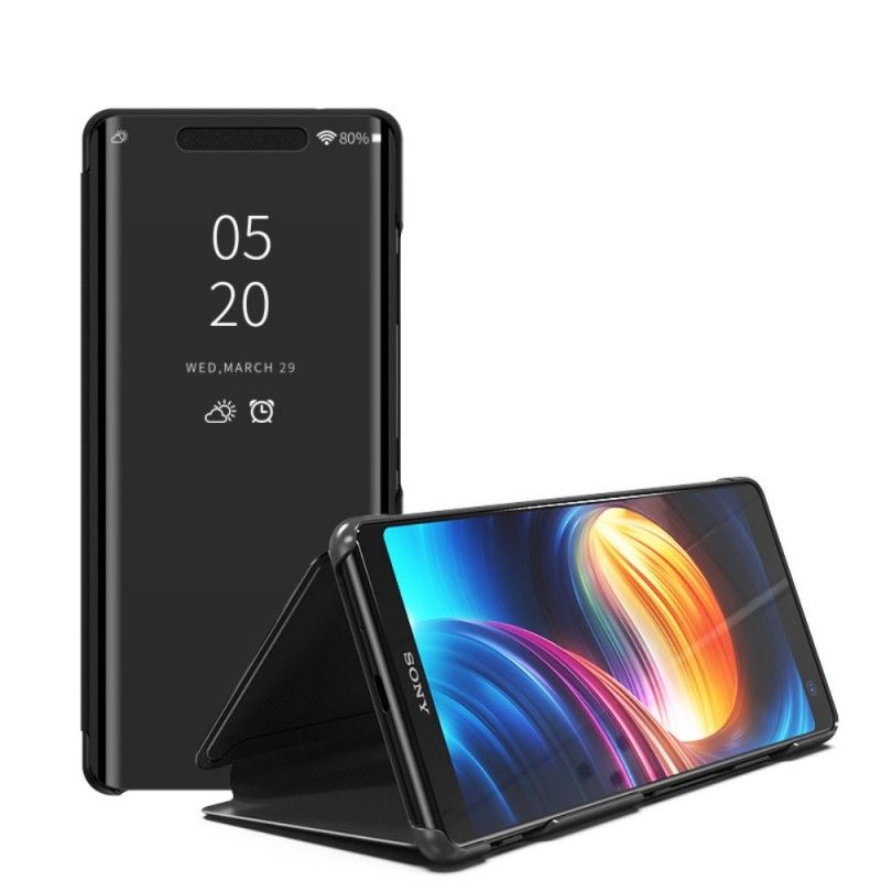 Zichtafdekking Sony Xperia XZ3 Wit Zwart Spiegel En Kunstleer