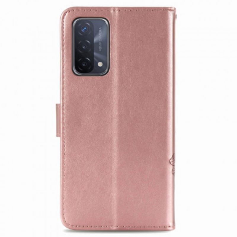 Flip Case Leren Oppo A54 5g / A74 5g Klavertje Vier