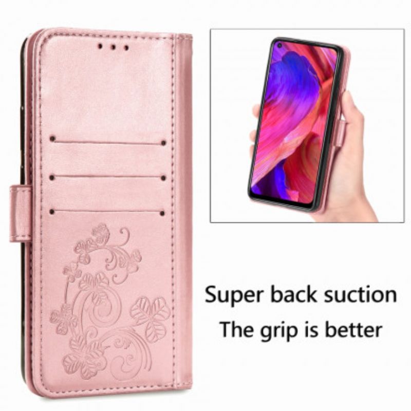 Flip Case Leren Oppo A54 5g / A74 5g Klavertje Vier