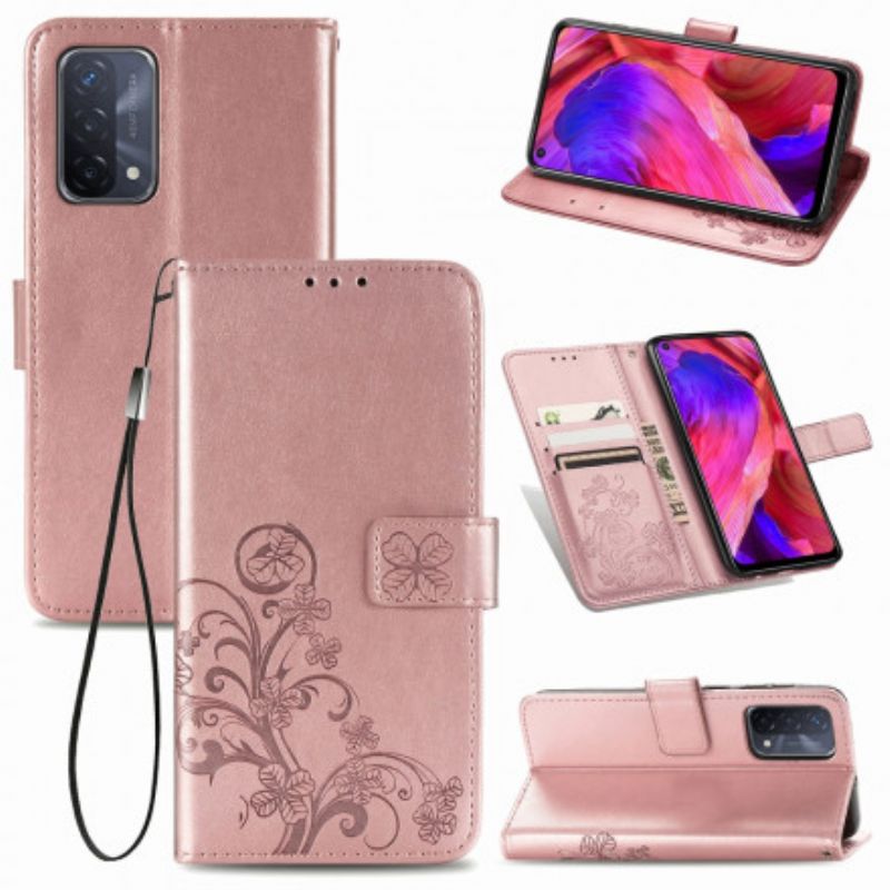 Flip Case Leren Oppo A54 5g / A74 5g Klavertje Vier