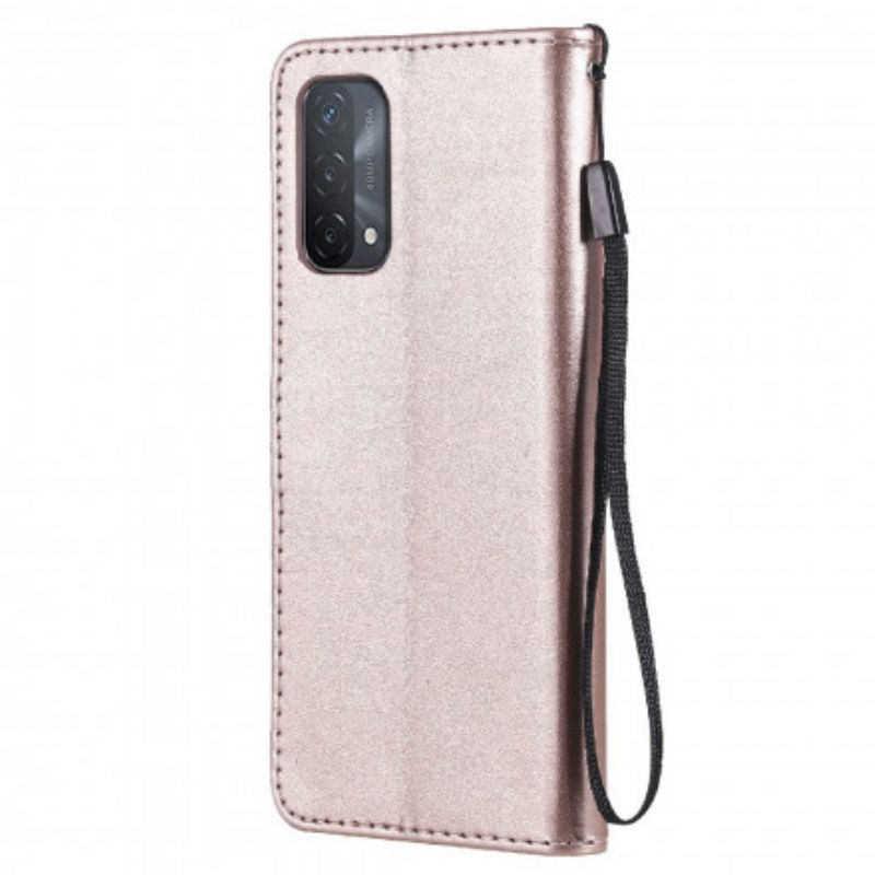 Leren Hoesje Voor Oppo A54 5g / A74 5g Kat En Bijen String