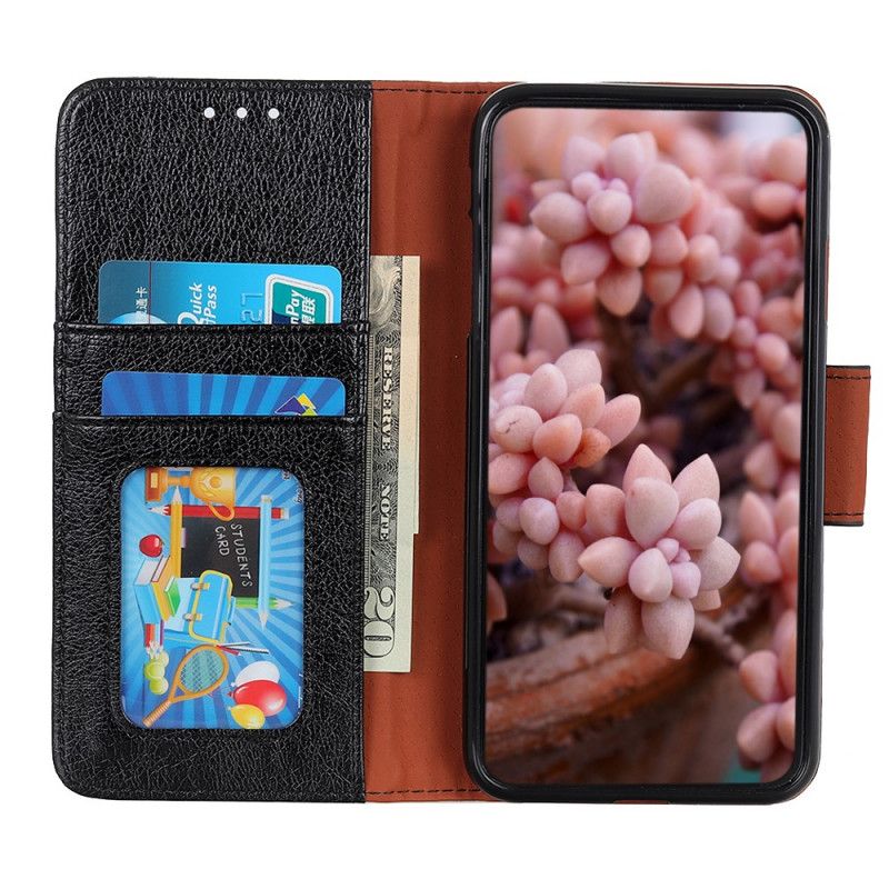 Bescherming Hoesje Huawei Y5p Oranje Gespleten Nappaleer