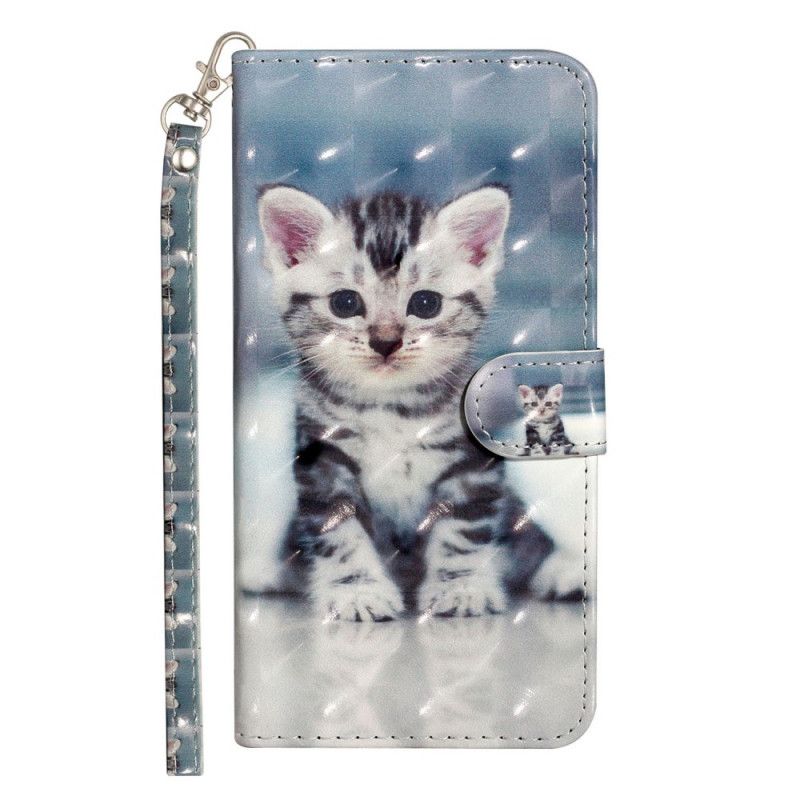 Bescherming Hoesje Huawei Y5p Telefoonhoesje Kitten Light Spots Met Riempje