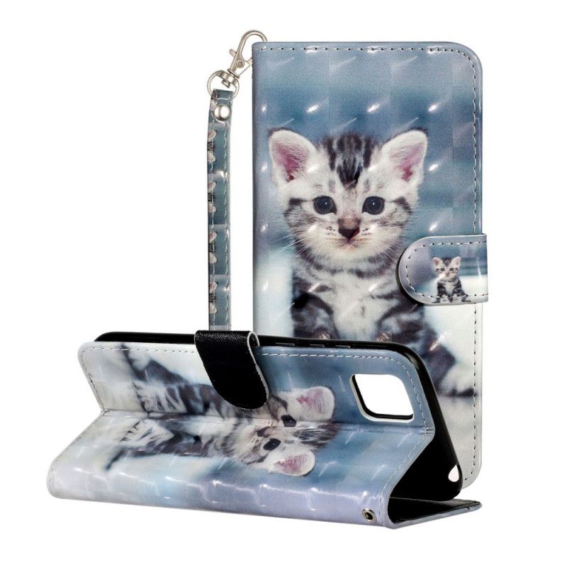 Bescherming Hoesje Huawei Y5p Telefoonhoesje Kitten Light Spots Met Riempje