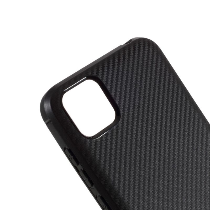 Case Hoesje Huawei Y5p Rood Zwart Telefoonhoesje Enkele Flexibele Koolstofvezel