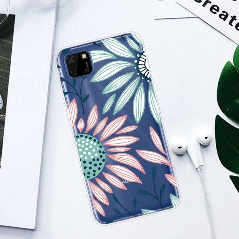 Case Hoesje Huawei Y5p Telefoonhoesje Een Bloem Transparant