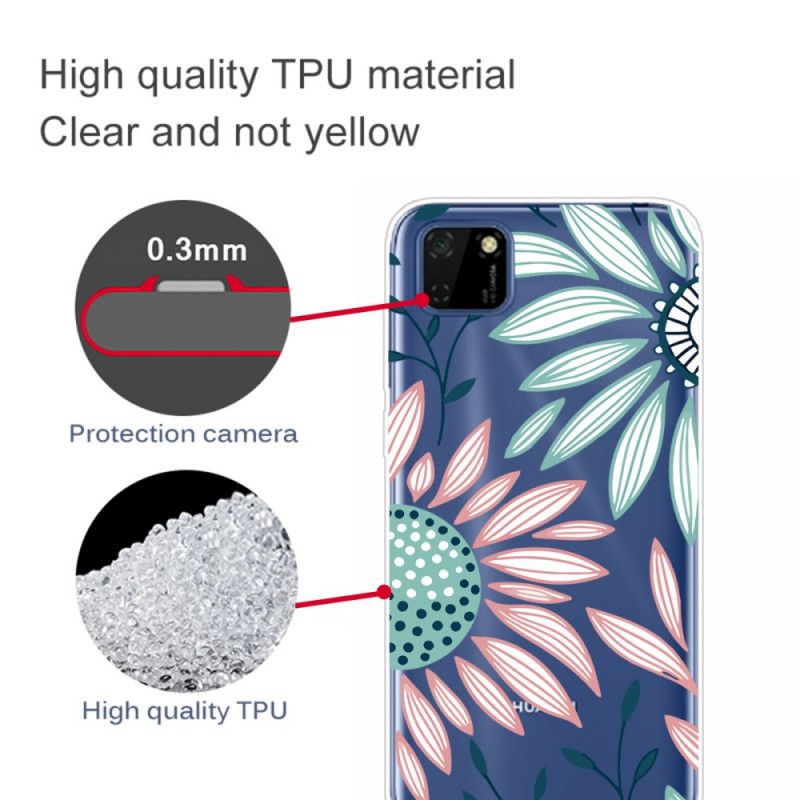 Case Hoesje Huawei Y5p Telefoonhoesje Een Bloem Transparant