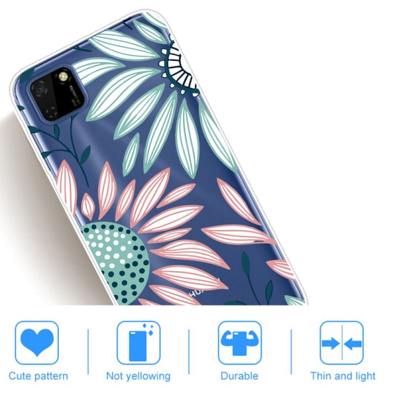 Case Hoesje Huawei Y5p Telefoonhoesje Een Bloem Transparant