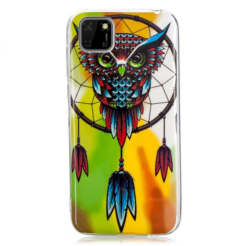 Case Hoesje Huawei Y5p Telefoonhoesje Fluorescerende Uil Dromenvanger