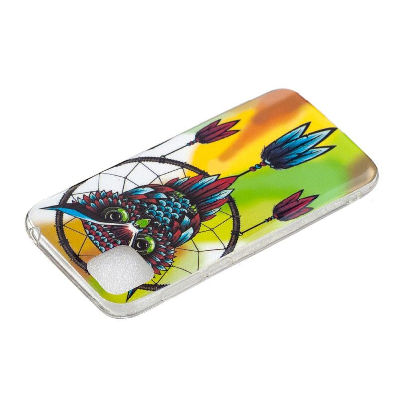 Case Hoesje Huawei Y5p Telefoonhoesje Fluorescerende Uil Dromenvanger