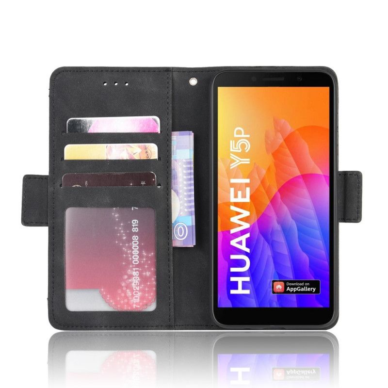 Cover Folio-hoesje Huawei Y5p Rood Zwart Telefoonhoesje Eersteklas Multikaart