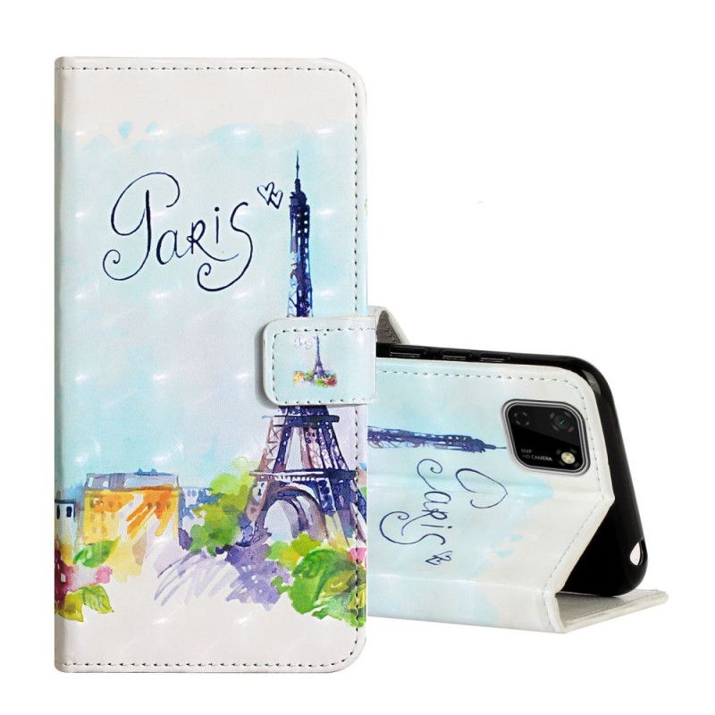 Cover Folio-hoesje Huawei Y5p Telefoonhoesje Eiffeltoren In Aquarel