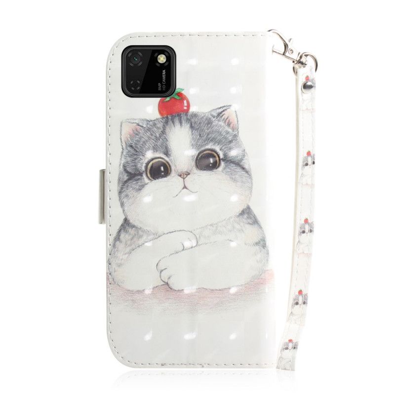 Cover Folio-hoesje Huawei Y5p Telefoonhoesje Tomaat Op De String Kat