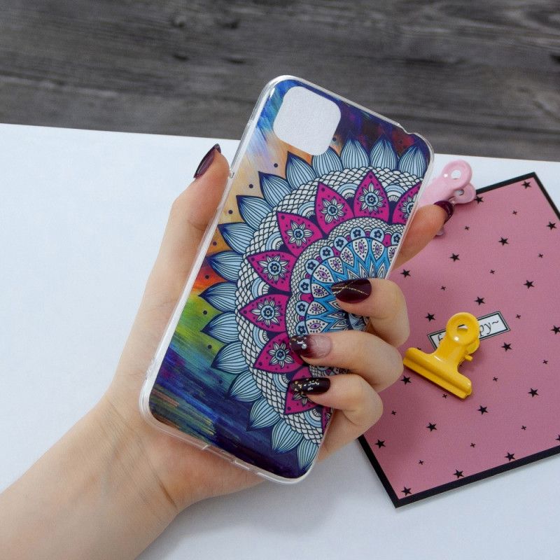 Cover Hoesje Huawei Y5p Telefoonhoesje Fluorescerende Mandala