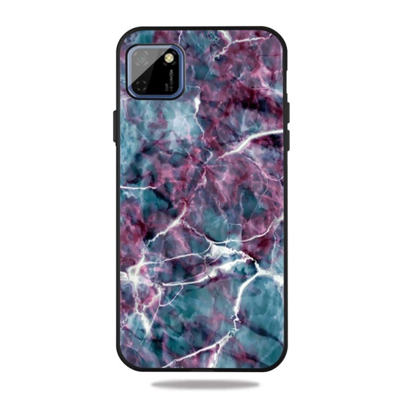 Cover Hoesje Huawei Y5p Telefoonhoesje Paars Marmer