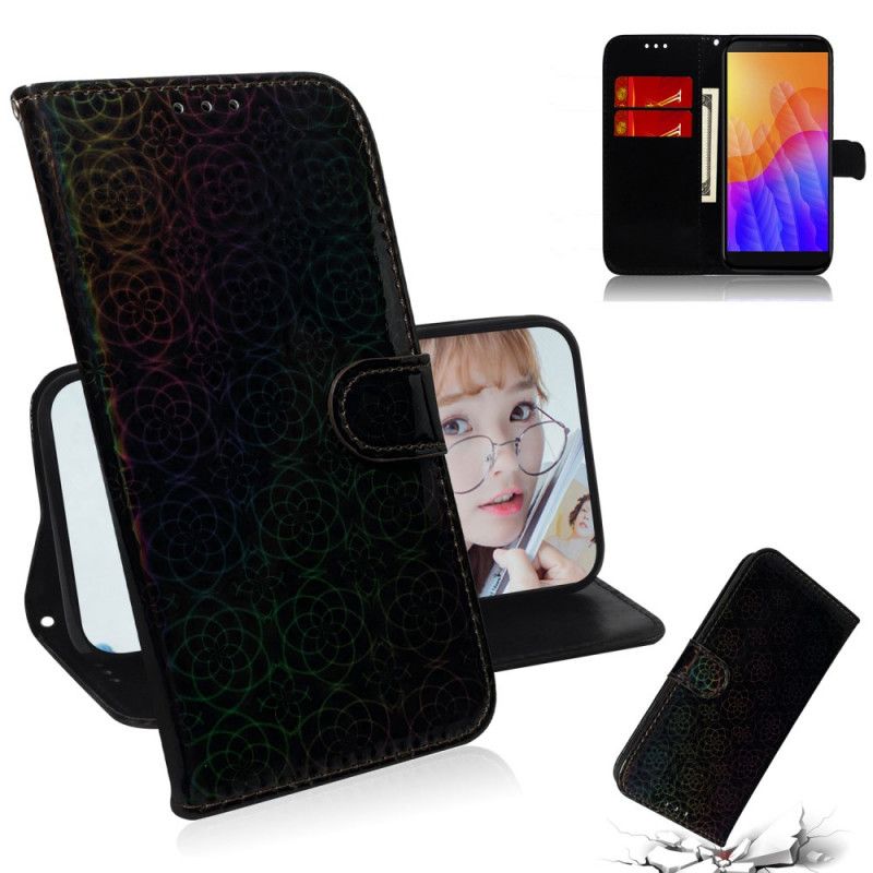 Flip Case Leren Huawei Y5p Grijs Zwart Pure Kleur