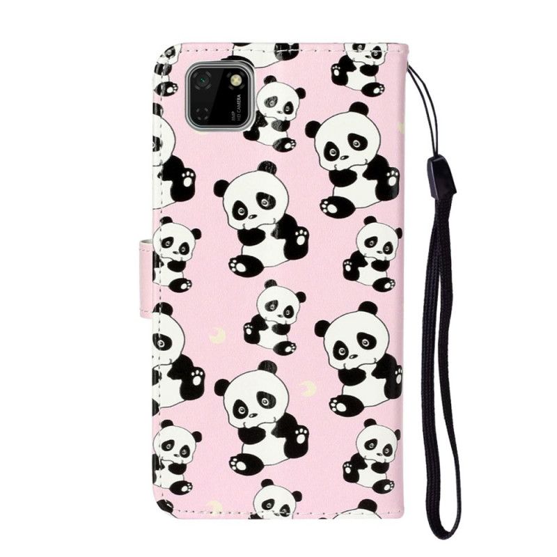 Flip Case Leren Huawei Y5p Meerdere Panda