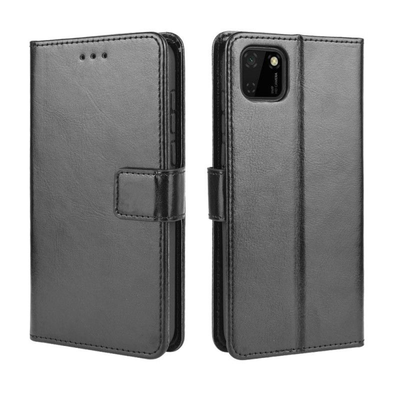 Flip Case Leren Huawei Y5p Rood Zwart Flitsend Kunstleer