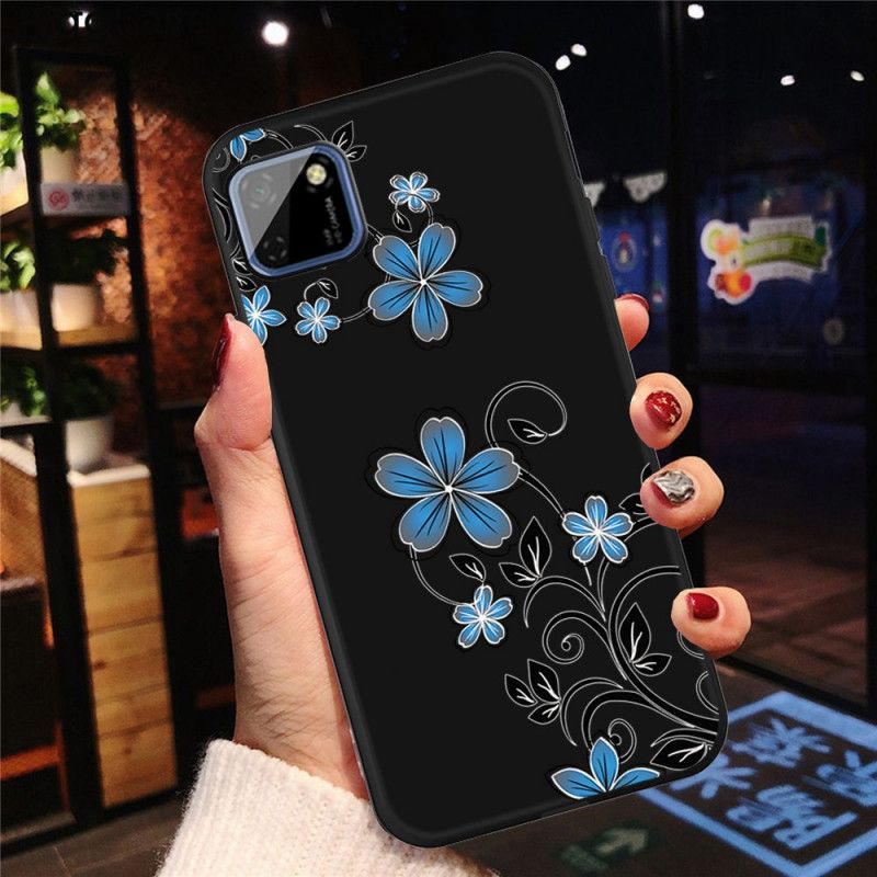 Hoesje Huawei Y5p Blauwe Bloemen