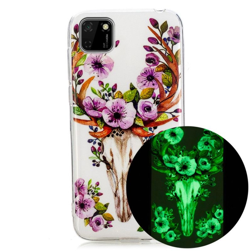 Hoesje Huawei Y5p Eland Met Fluorescerende Bloemen